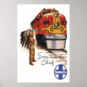Cartaz de Trem Santa Fe Vintage Impressão de Camin
