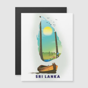 Cartaz de turismo do Sri Lanka com mapa ilustrado.