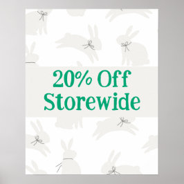 Cartaz de venda de coelho, pôster de venda com 20%