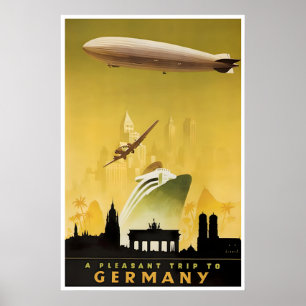 Cartaz de Viagem Alemanha Zeppelin Impressão Arte
