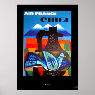Cartaz de Viagem Antigo Chile Impressão