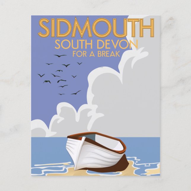 Cartaz de viagem antigo de Sidmouth South Devon. (Verso)