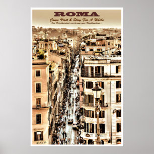 Cartaz de Viagem Arte Roma Itália Impressão Ruas C