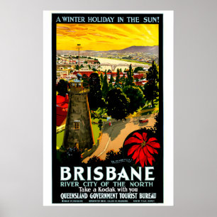 Cartaz de Viagem Brisbane Austrália 1920 POSTER A5