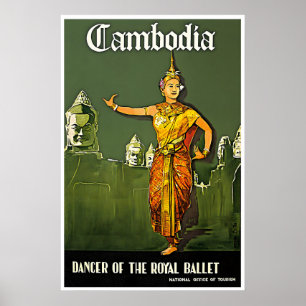 Cartaz de Viagem Camboja Arte Cambojana Impressão 