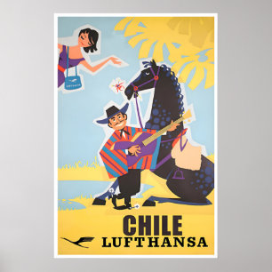 Cartaz de Viagem Chile Vintage Impressão América d