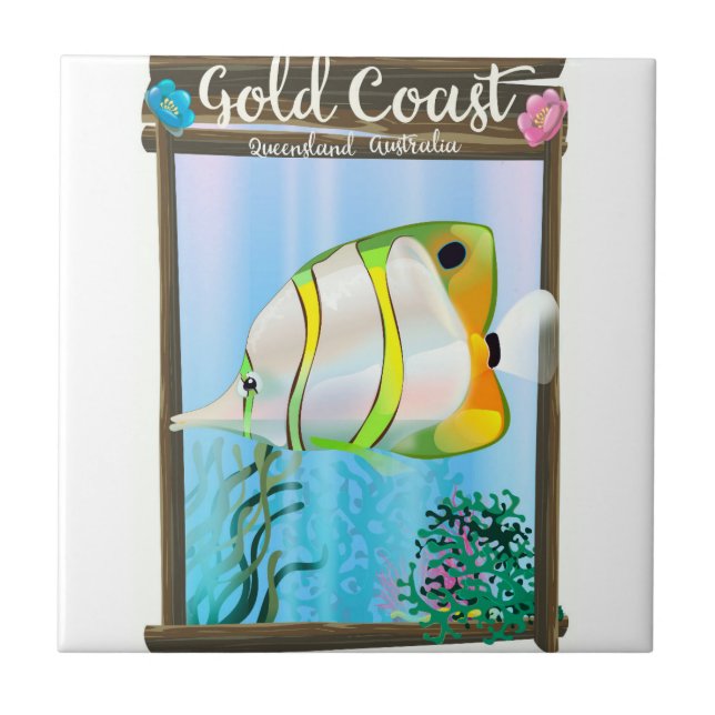 Cartaz de viagem da Gold Coast Austrália. (Frente)