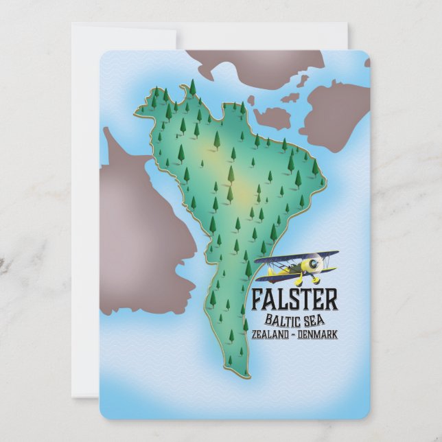 Cartaz de viagem da ilha Falster Dinamarca. (Frente)