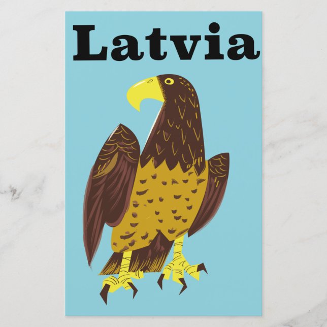 Cartaz de viagem da Letônia. (Frente)