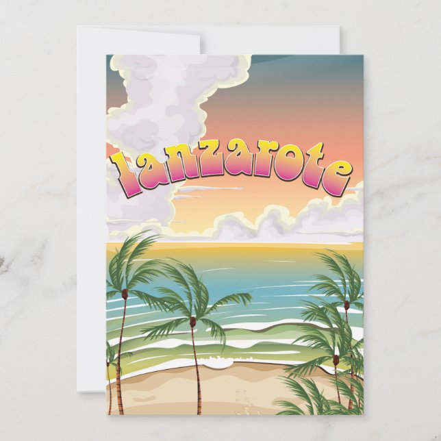 cartaz de viagem da praia de Lanzarote (Frente)