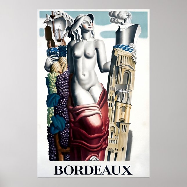 Cartaz de Viagem de Bordéus Impressão Francesa Art (Frente)