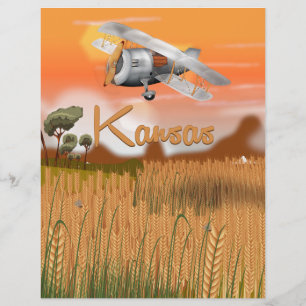 Cartaz de Viagem de Campo de Trigo do Kansas Antig