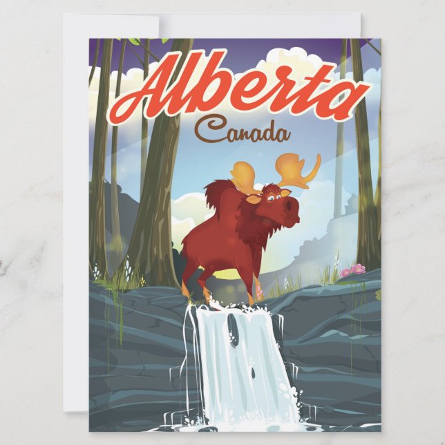 cartaz de viagem de desenho animado de Alberta Can (Frente)
