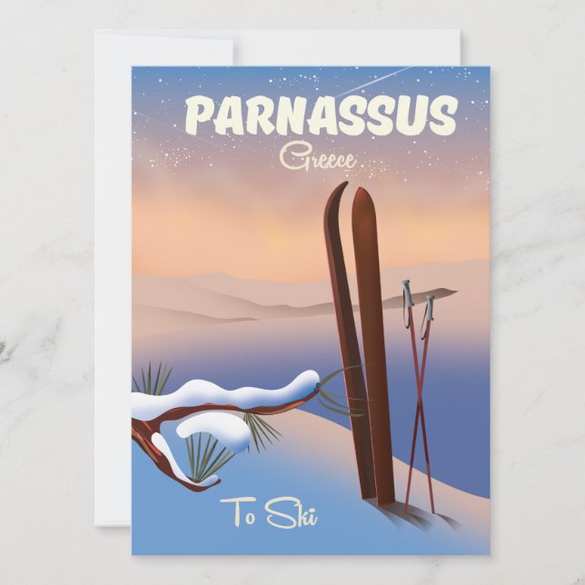 Cartaz de viagem de esqui Parnassus Grécia (Frente)