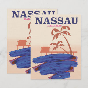 Cartaz de viagem de Nassau Bahamas praia