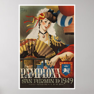 Cartaz de Viagem de Pamplona 1949 Impressão Encier