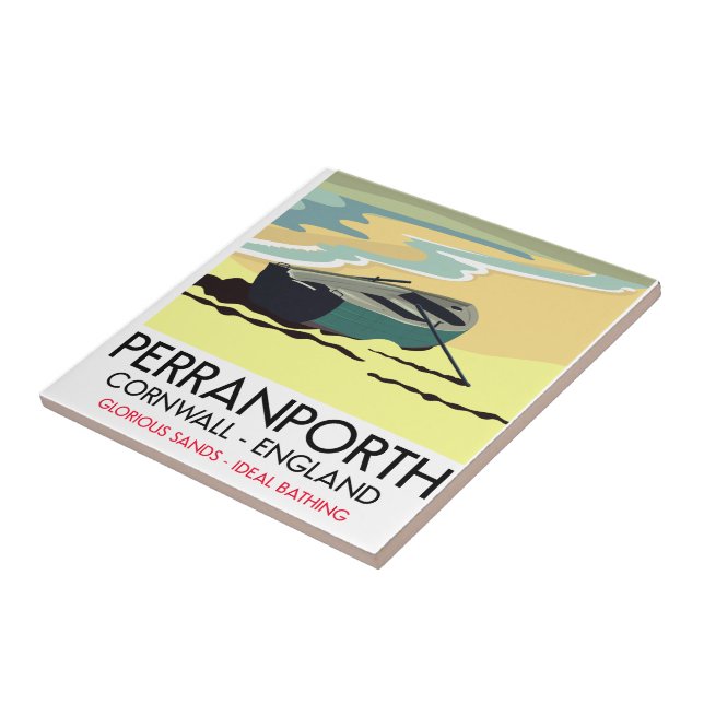 Cartaz de viagem de Perranporth Cornwall à beira-m (Lateral)