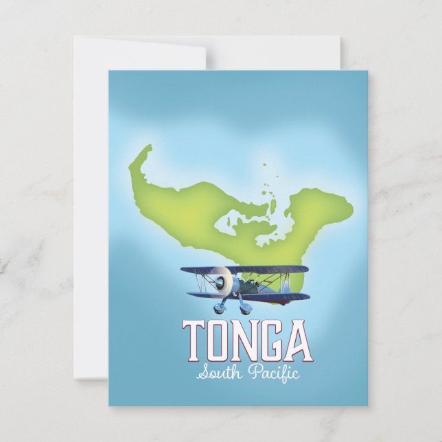 Cartaz de viagem de voo do mapa de Tonga (Frente)