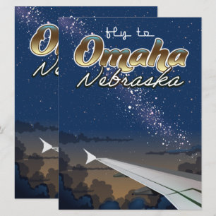 Cartaz de viagem de voo vintage Omaha, Nebraska
