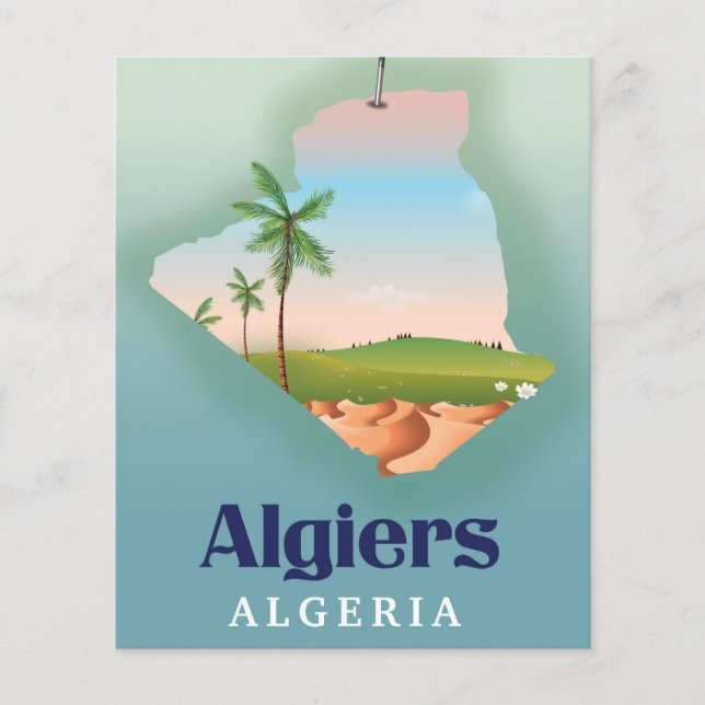 Cartaz de viagem do mapa argelino de Argel (Frente)