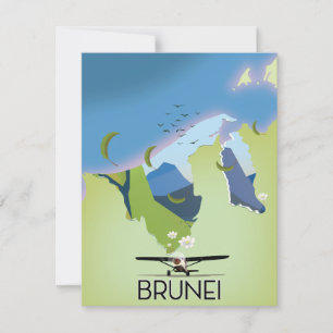 Cartaz de viagem do mapa de Brunei