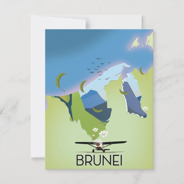 Cartaz de viagem do mapa de Brunei (Frente)
