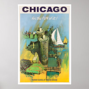 Cartaz de Viagem do Mapa de Chicago Impressão de A