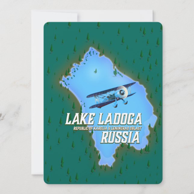 Cartaz de viagem do mapa russo do Lago Ladoga (Frente)