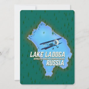 Cartaz de viagem do mapa russo do Lago Ladoga