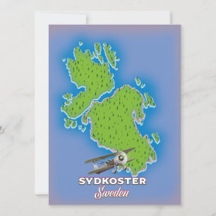 Cartaz de viagem do mapa vintage Sydkoster Suécia.