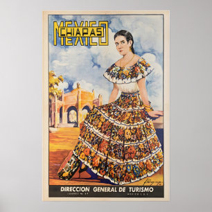 Cartaz de Viagem do México Arte Chiapas Impressão 