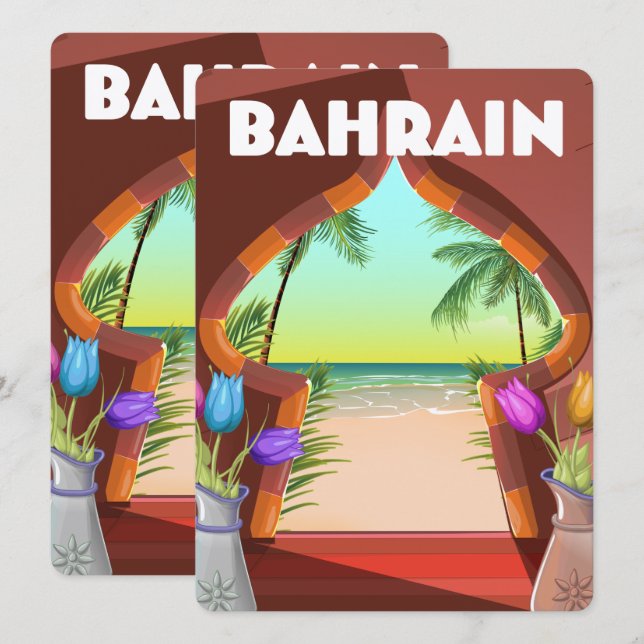 cartaz de viagem do palácio do Bahrein (Frente/Verso)