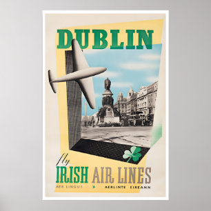 Cartaz de Viagem Dublin Impressão Irlanda Linhas A