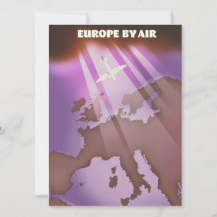 Cartaz de viagem estilo retrô Europe By Air.