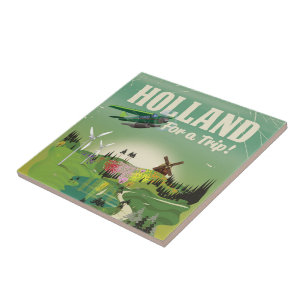 cartaz de viagem estilo vintage da Holanda