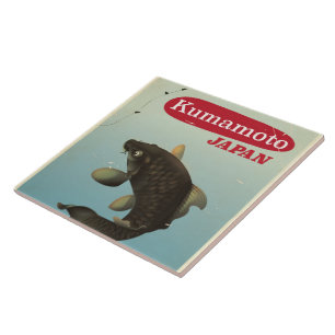 Cartaz de viagem estilo vintage Kumamoto Japão