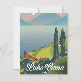Cartaz de viagem estilo vintage Lago de Como Itáli
