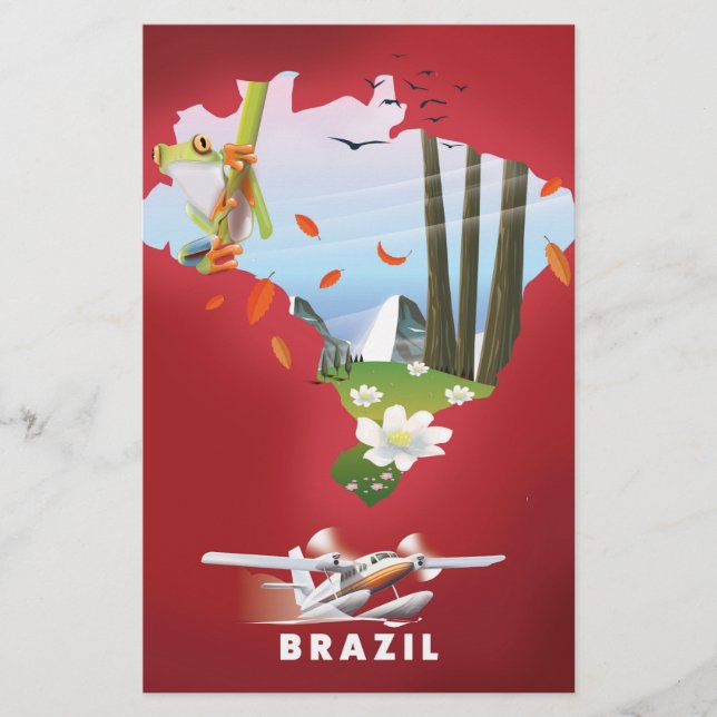 Cartaz de viagem ilustrado do Brasil. (Frente)
