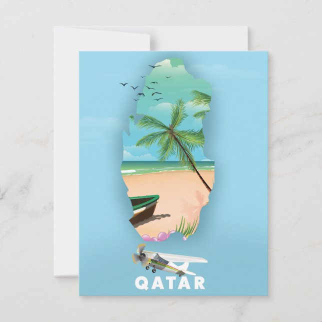 cartaz de viagem ilustrado do Catar (Frente)