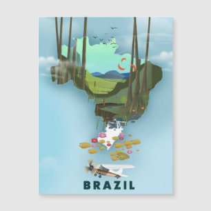 cartaz de viagem ilustrado do mapa do Brasil