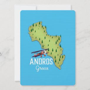 Cartaz de viagem ilustrado do mapa grego de Andros