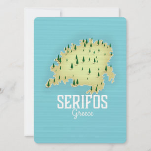 Cartaz de viagem ilustrado do mapa grego de Serifo