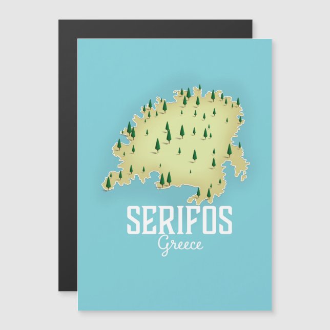 Cartaz de viagem ilustrado do mapa grego de Serifo (Frente/Verso)