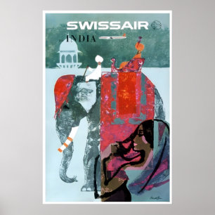 Cartaz de Viagem Índia Elefante Arte Impressão Ind