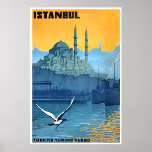 Cartaz de Viagem Istambul Turquia Impressão Cidade