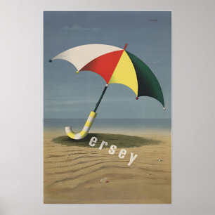 Cartaz de Viagem Jersey Arte de Praia Impressão de