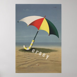 Cartaz de Viagem Jersey Arte de Praia Impressão de