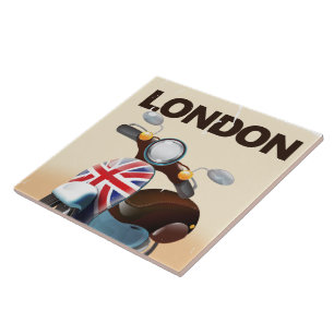 Cartaz de viagem London vintage scooter union jack