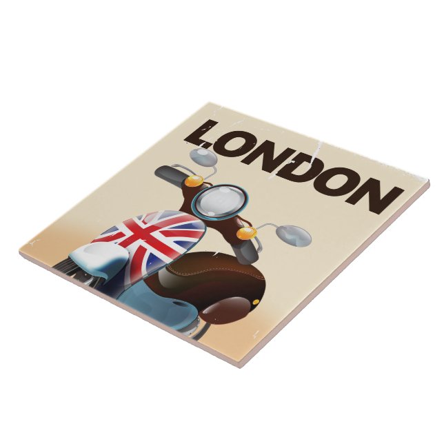 Cartaz de viagem London vintage scooter union jack (Lateral)