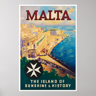 Cartaz de Viagem Malta Impressão Mediterrânea Arte
